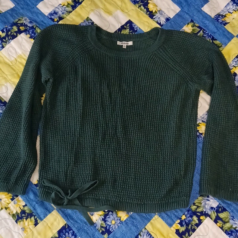 MADEWELL Women's Green Cotton Long-sleeved Sweater, M